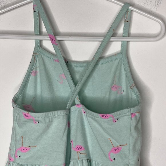 Cat & Jack Girls Flamingo Sundress Green Tiered Dress Size 6/6X Summer - Picture 6 of 8